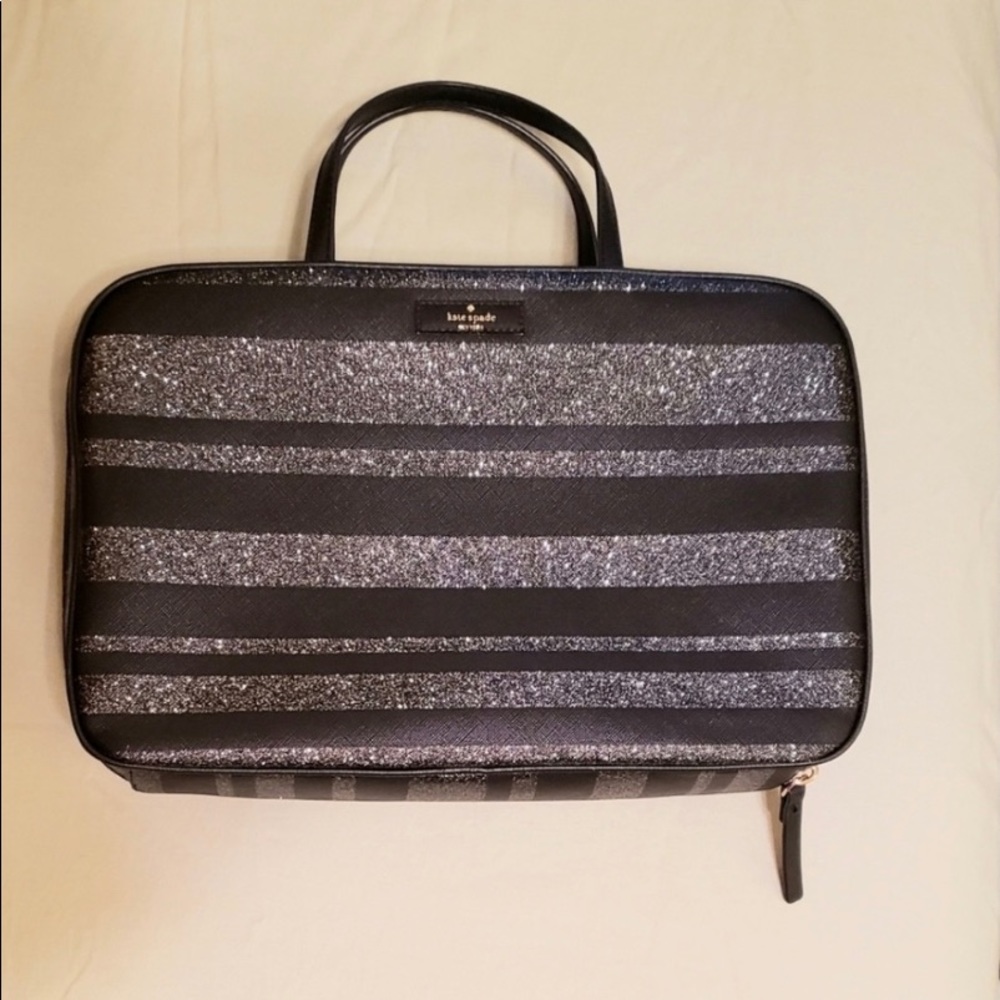NWOT KATE SPADE TRAVEL COSMETIC BLACK GLITTER